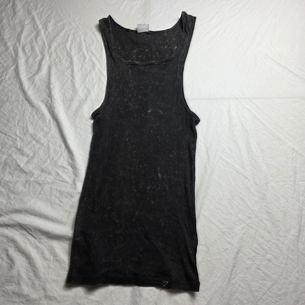 gymshark men's Washed Ribbed Tank medium black